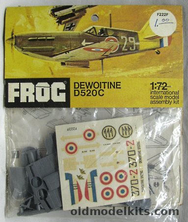 Frog 1/72 Dewoitine D-520C (D520C) - Italian 24 Gruppo C.T. 370 Sq 1943 or French Air Force GC III/6 6th Escadrille 'Laughing Mask' Syria 1941, F222F plastic model kit